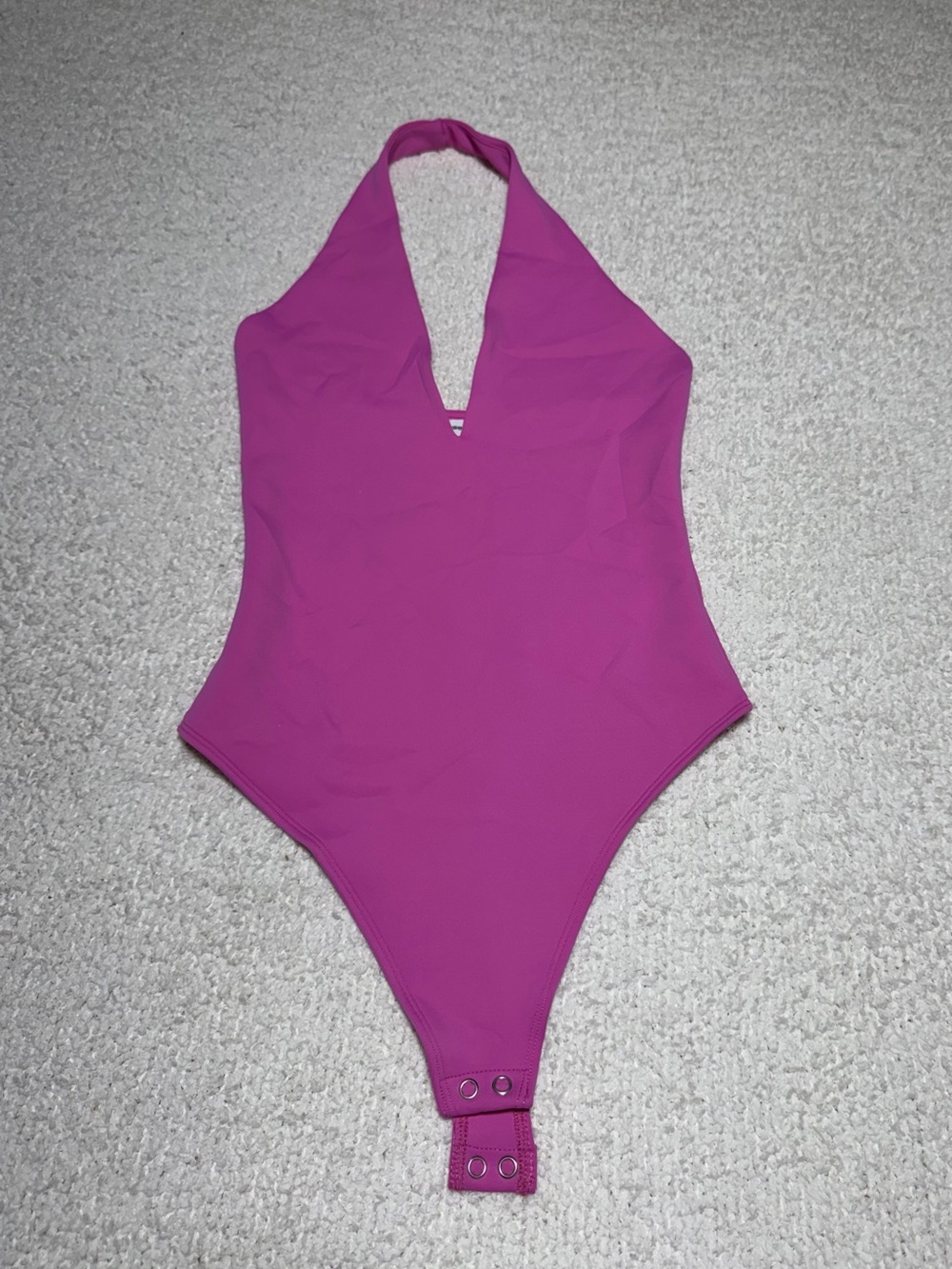 Good American Pink Halter Bodysuit Snap Closure Size S